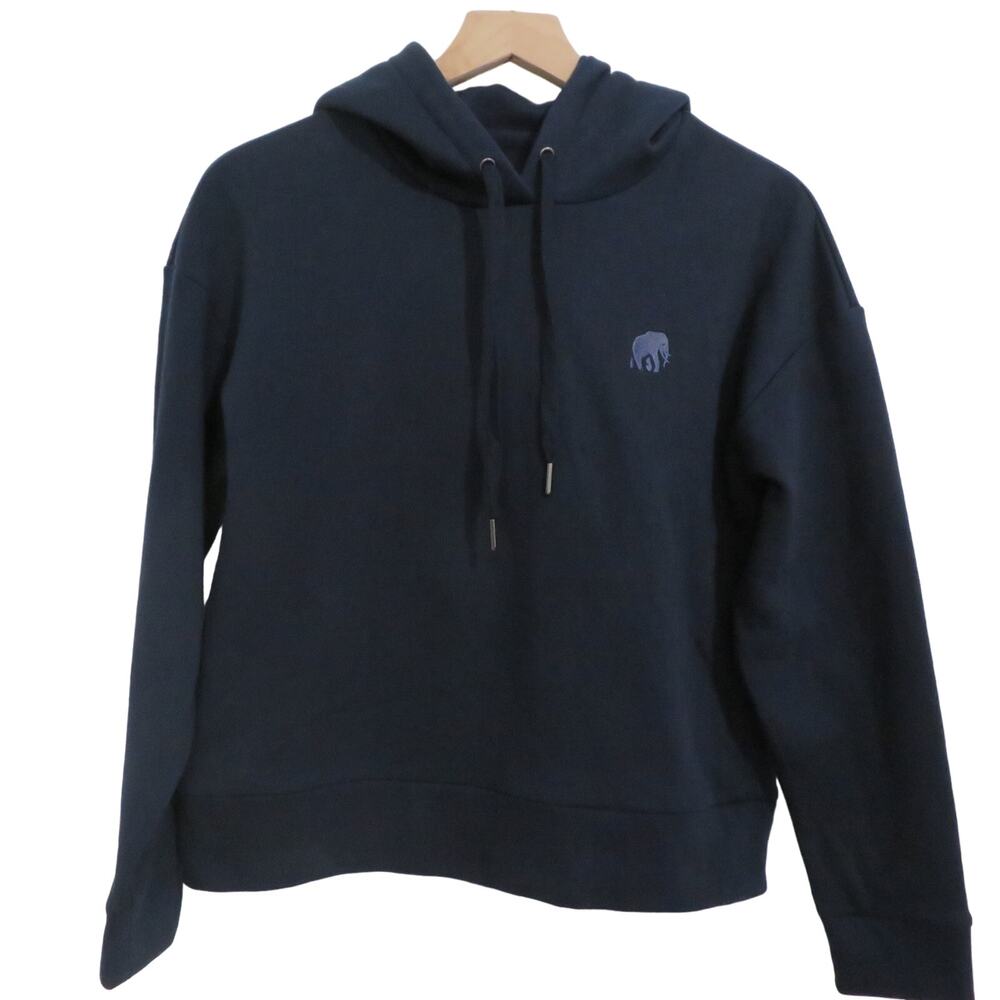Banana Republic Womens Sz S Navy Blue Pullover Sweatshirt Embroidered Elephant